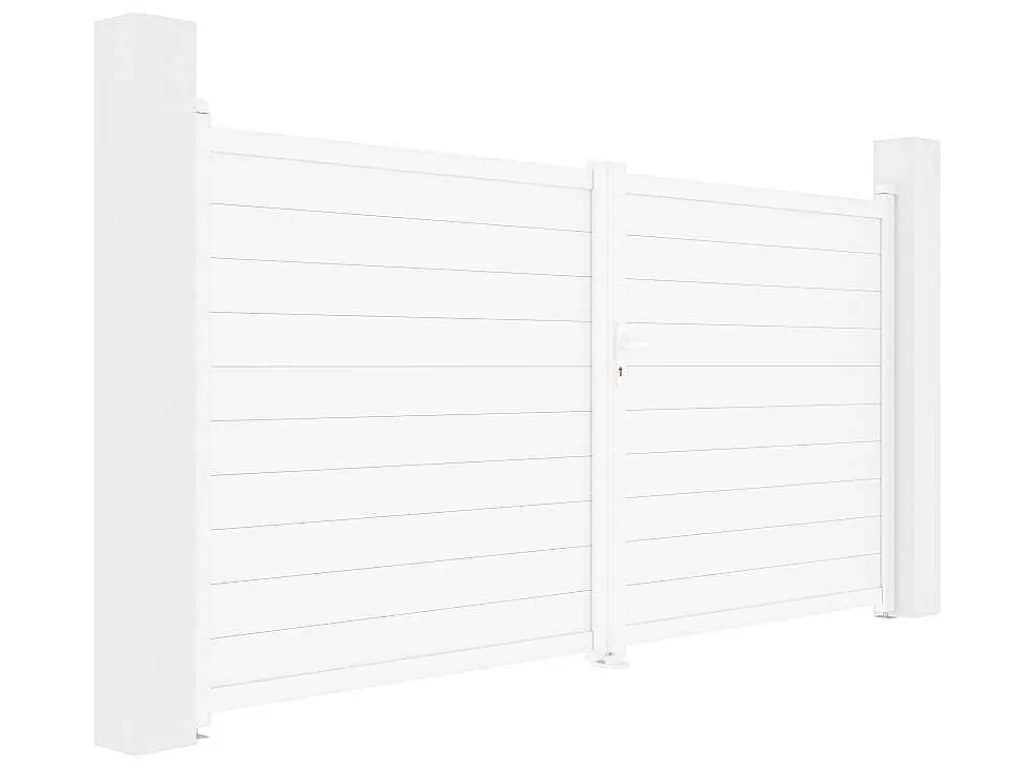 Elektrische Draaipoort Van Aluminium L355 X H181 Cm Wit - Nazario-EXPERTLAND Discount