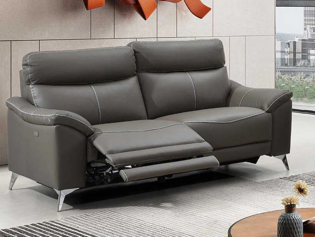Elektrische Driezits Relaxbank Van Leer Metronomya - Taupe-Vente-unique Clearance