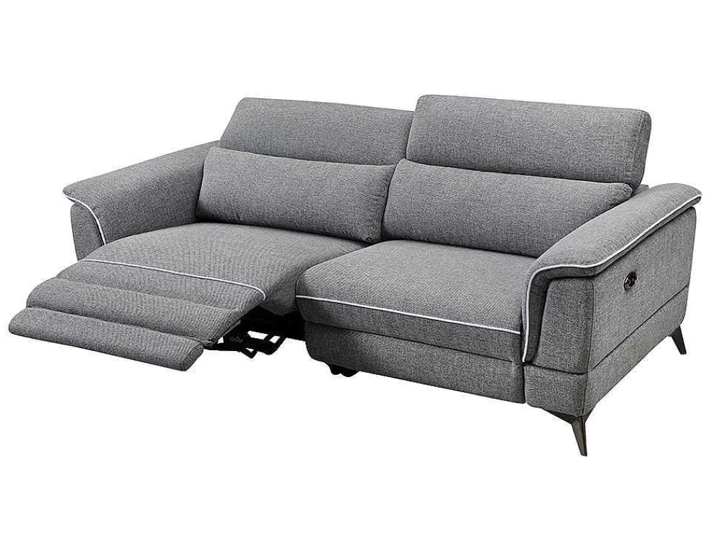 Elektrische Driezits Relaxbank Macari - Stof - Grijs-Vente-unique Hot