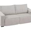 Elektrische Driezits-Relaxhoekbank Van Lichtgrijs Ribfluweel Amelio-Vente-unique Clearance