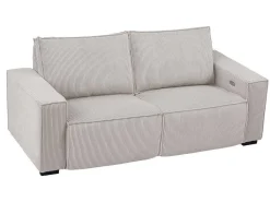 Elektrische Driezits-Relaxhoekbank Van Lichtgrijs Ribfluweel Amelio-Vente-unique Clearance