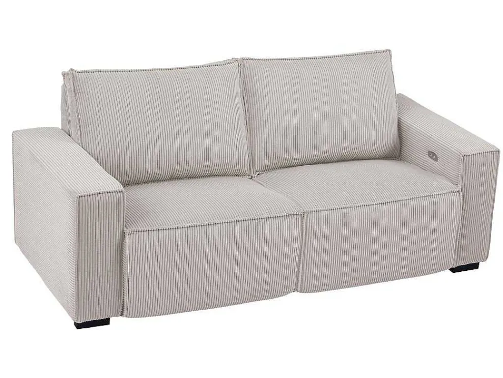 Elektrische Driezits-Relaxhoekbank Van Lichtgrijs Ribfluweel Amelio-Vente-unique Clearance
