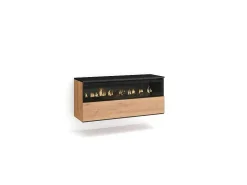 Elektrische Haard Led , 102X45X35Cm, 1 Opening, 1 Deur, Elektrische Haard, Hangend, Eiken/Zwart-Skraut Home Clearance