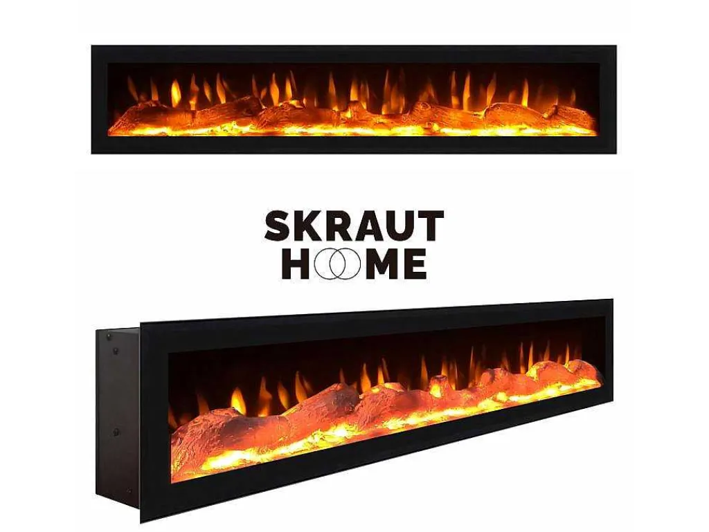 Elektrische Haard Led , 102X45X35Cm, 1 Opening, 1 Deur, Elektrische Haard, Hangend, Eiken/Zwart-Skraut Home Clearance