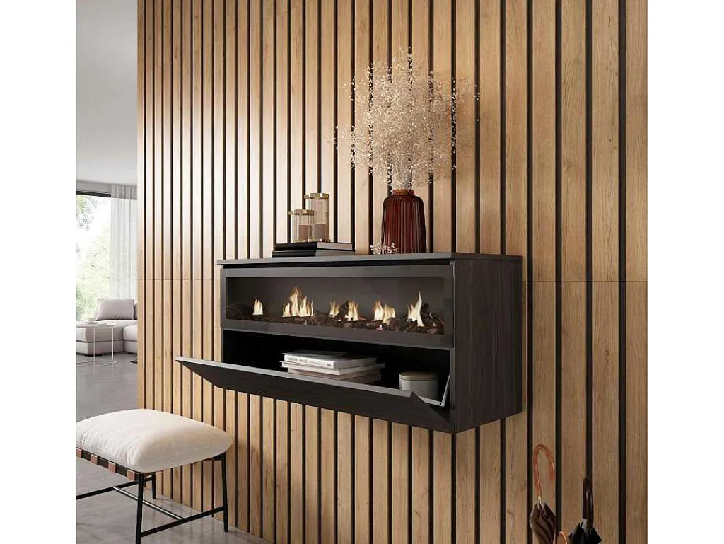 Elektrische Haard Led , 102X45X35Cm, 1 Opening, 1 Deur, Elektrische Haard, Hangend, Zwart-Skraut Home Sale