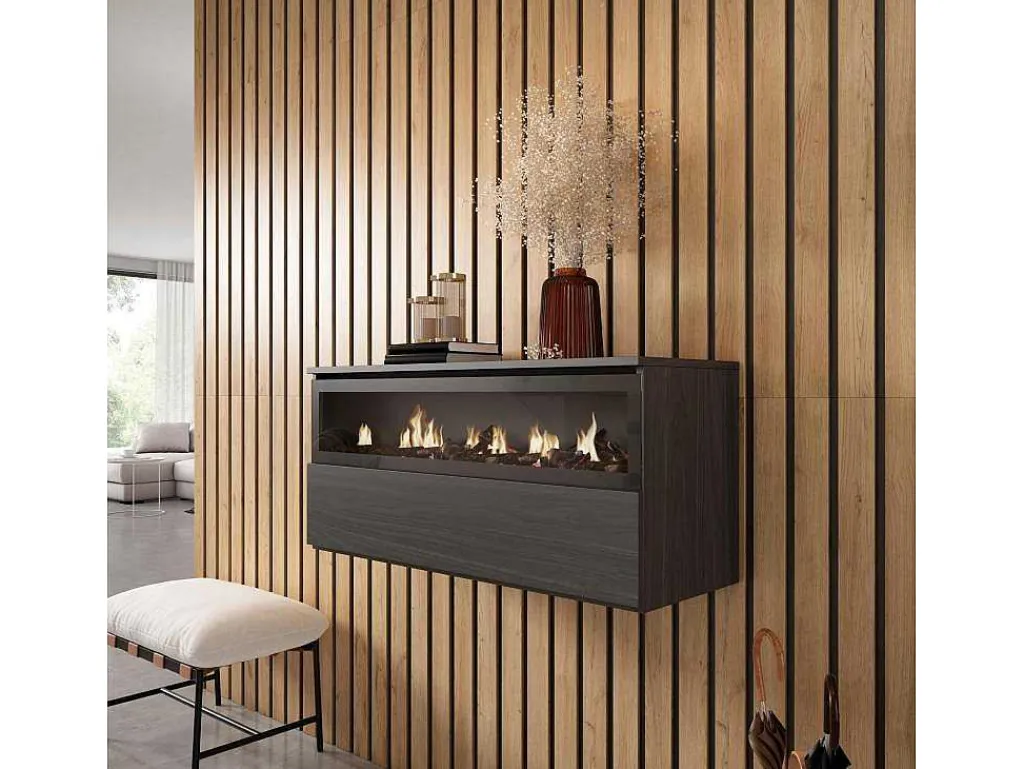Elektrische Haard Led , 102X45X35Cm, 1 Opening, 1 Deur, Elektrische Haard, Hangend, Zwart-Skraut Home Sale