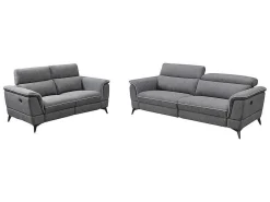 Elektrische Relaxbankstel 3+2 Macari - Stof - Grijs-Vente-unique Hot