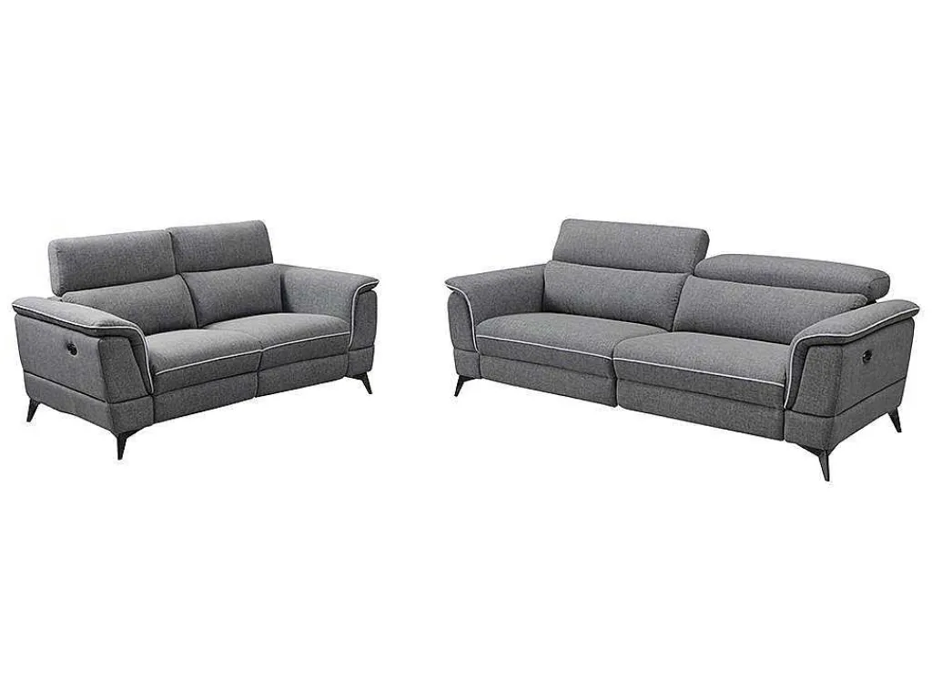 Elektrische Relaxbankstel 3+2 Macari - Stof - Grijs-Vente-unique Hot