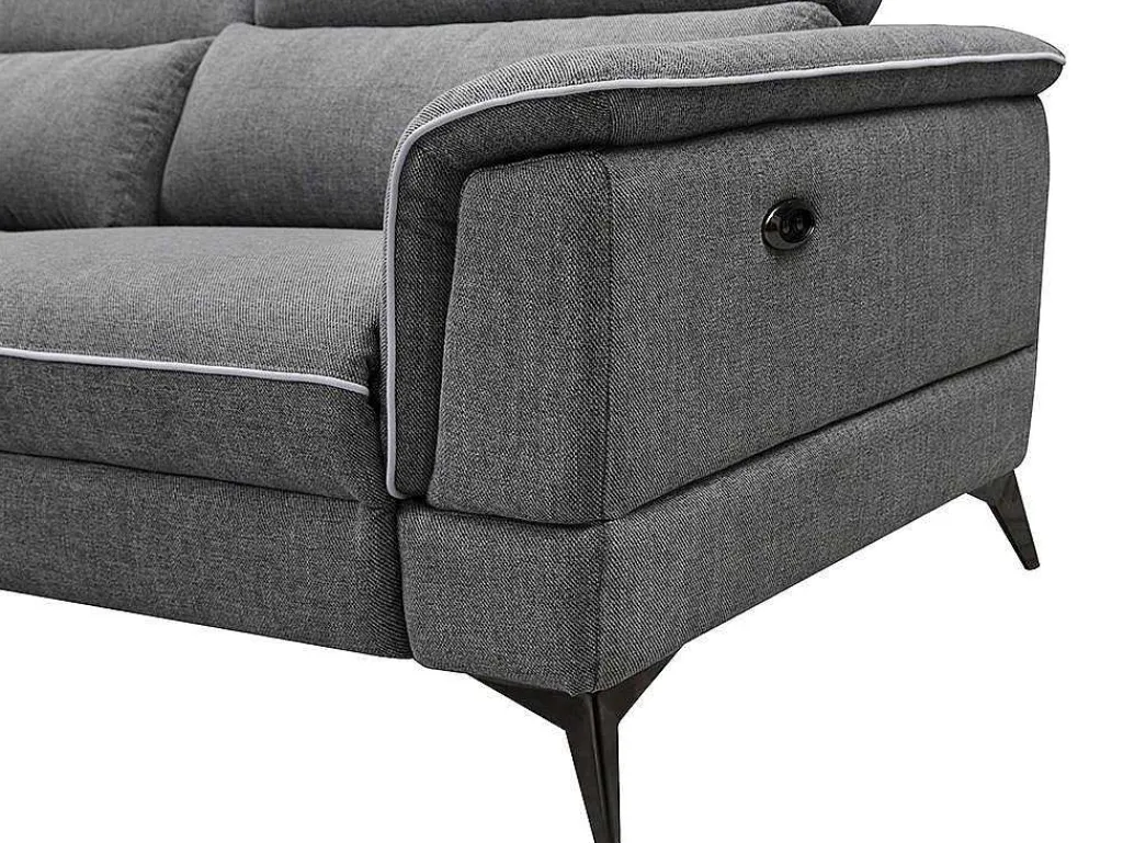 Elektrische Relaxbankstel 3+2 Macari - Stof - Grijs-Vente-unique Hot