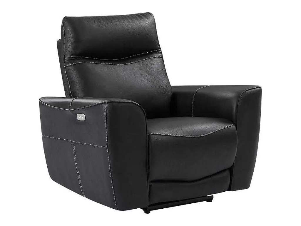 Elektrische Relax-Driezitsbank En -Fauteuil Van Zwart Vaarsleer Damon-Vente-unique Outlet