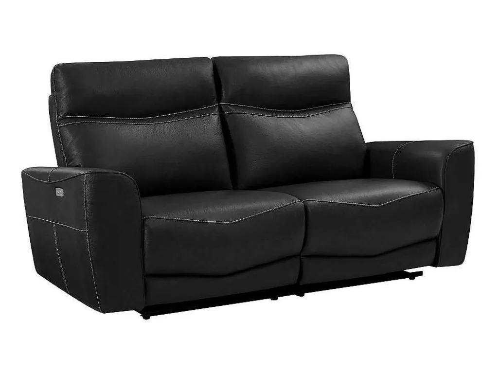 Elektrische Relax-Driezitsbank En -Fauteuil Van Zwart Vaarsleer Damon-Vente-unique Outlet