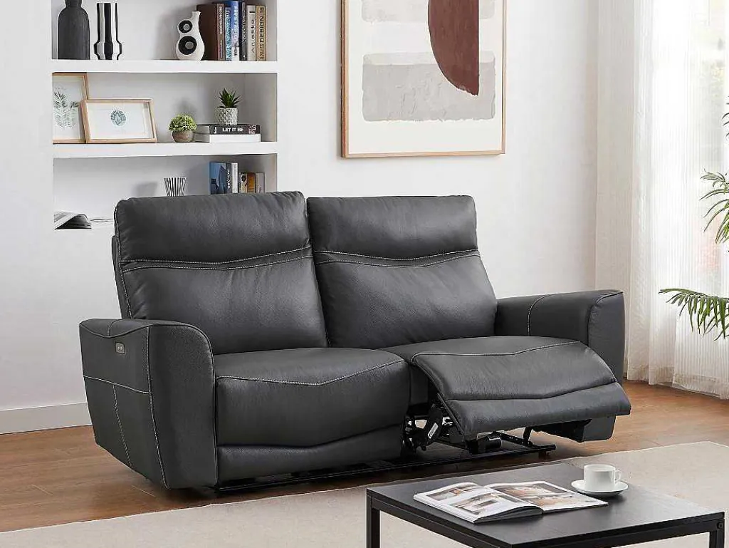 Elektrische Relax-Driezitsbank Van Antracietgrijs Vaarsleer Damon-Vente-unique Clearance