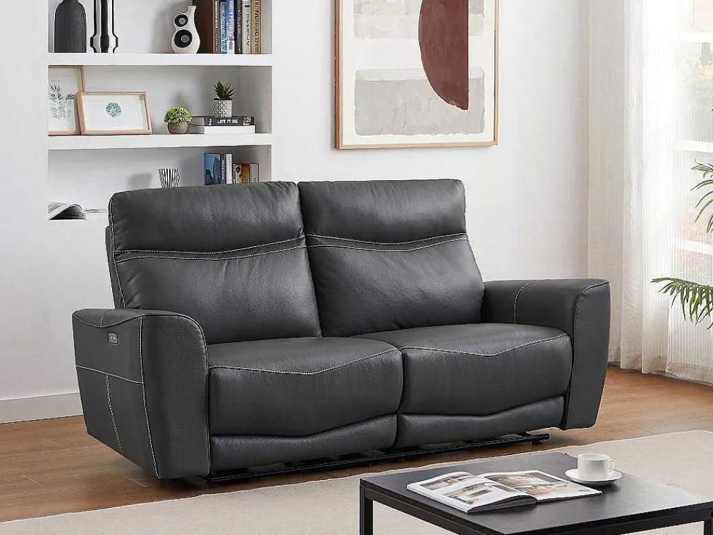 Elektrische Relax-Driezitsbank Van Antracietgrijs Vaarsleer Damon-Vente-unique Clearance