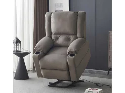 Elektrische Relaxfauteuil - Met Thermische Massagefunctie - Voorzien Van 2 Bekerhouders En Afstandsbediening - Taupe-ModernLuxe Clearance
