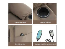 Elektrische Relaxfauteuil - Met Thermische Massagefunctie - Voorzien Van 2 Bekerhouders En Afstandsbediening - Taupe-ModernLuxe Clearance