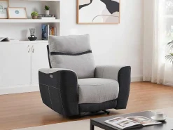 Elektrische Relaxfauteuil Van Grijze En Antracietkleurige Stof Damon-Vente-unique Online