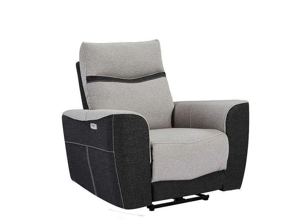 Elektrische Relaxfauteuil Van Grijze En Antracietkleurige Stof Damon-Vente-unique Online