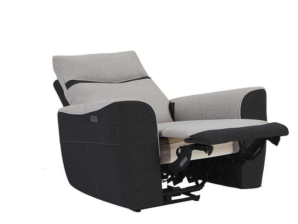 Elektrische Relaxfauteuil Van Grijze En Antracietkleurige Stof Damon-Vente-unique Online