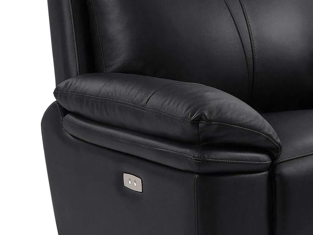 Elektrische Relax-Fauteuil Van Zwart Leer Mesola-Vente-unique