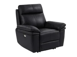 Elektrische Relax-Fauteuil Van Zwart Leer Mesola-Vente-unique