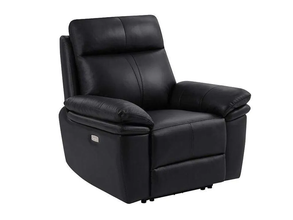 Elektrische Relax-Fauteuil Van Zwart Leer Mesola-Vente-unique