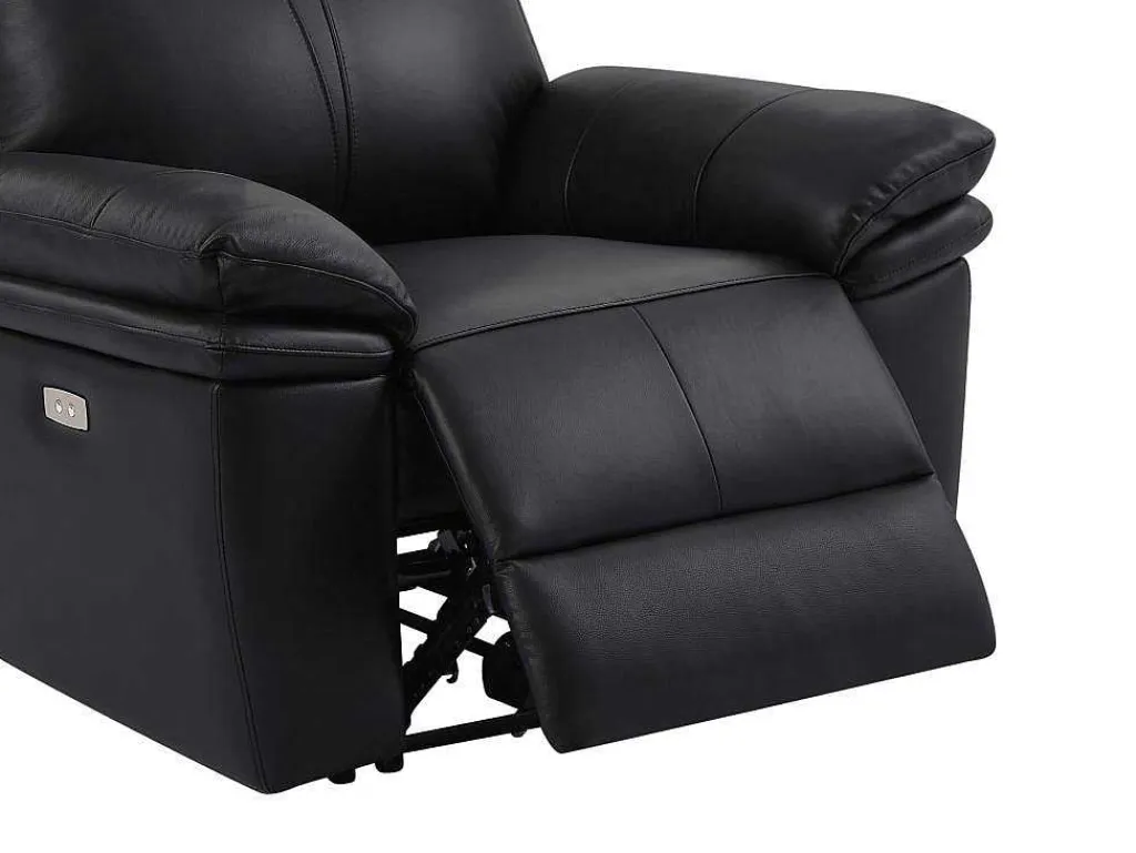 Elektrische Relax-Fauteuil Van Zwart Leer Mesola-Vente-unique