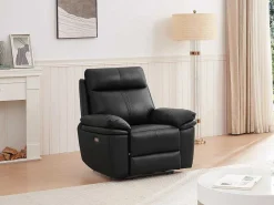Elektrische Relax-Fauteuil Van Zwart Leer Mesola-Vente-unique
