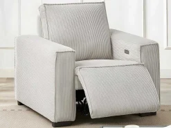 Elektrische Relaxfauteuil Van Lichtgrijs Ribfluweel Amelio-Vente-unique Clearance