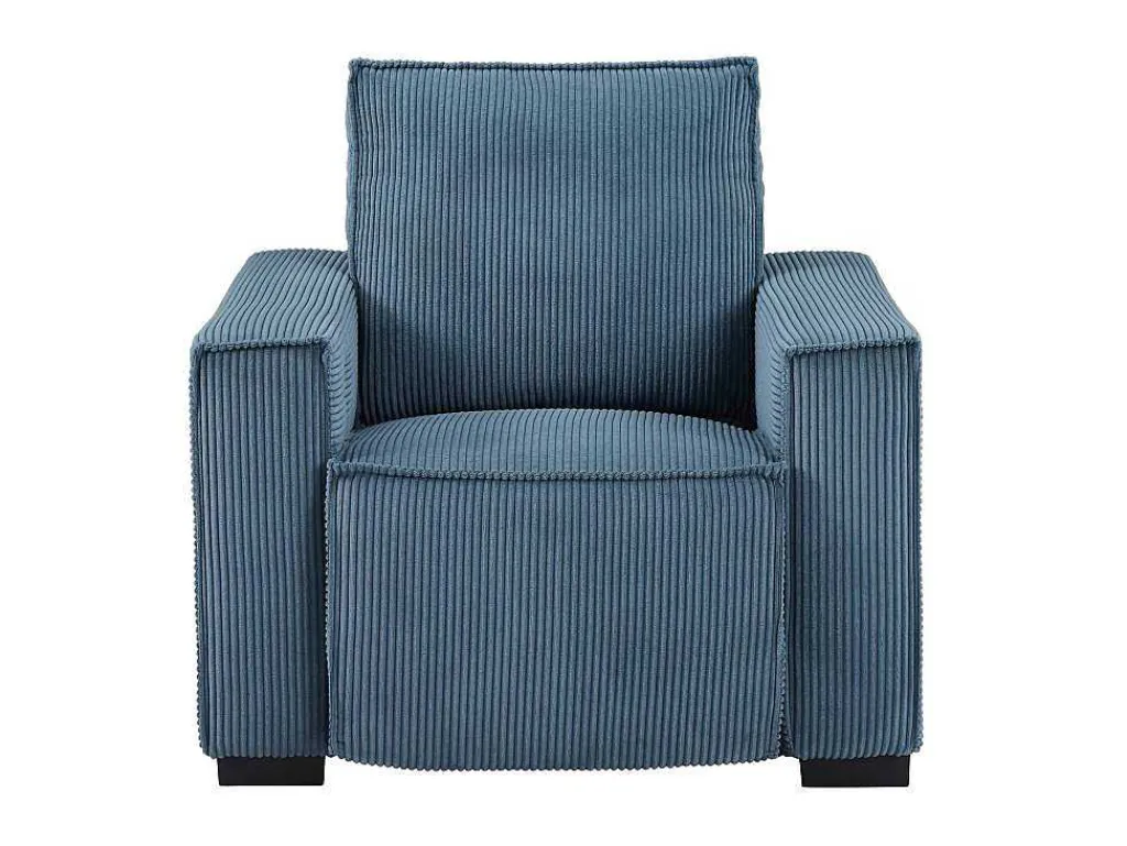 Elektrische Relaxfauteuil Met Bekleding In Blauw Ribfluweel Amelio-Vente-unique Clearance