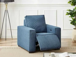Elektrische Relaxfauteuil Met Bekleding In Blauw Ribfluweel Amelio-Vente-unique Clearance