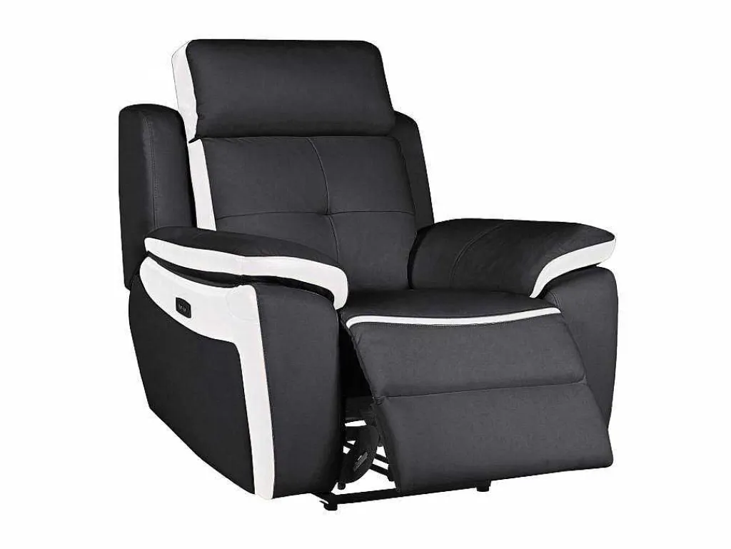 Elektrische Relaxfauteuil Van Leer Angelique - Zwart/ Wit-Vente-unique Hot