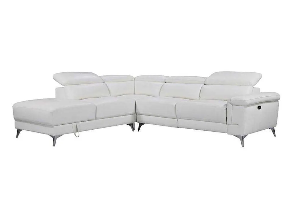 Elektrische Relaxhoekbank Van Leer Pascaline - Ivoor - Hoek Links-LINEA SOFA Discount