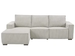 Elektrische Relaxhoekbank Met Hoek Links Van Lichtgrijs Ribfluweel Amelio-Vente-unique Online