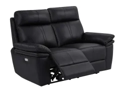 Elektrische Relax-Tweezitsbank Van Zwart Leer Mesola-Vente-unique Clearance