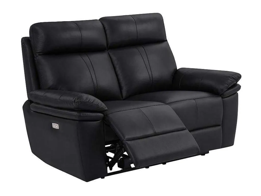 Elektrische Relax-Tweezitsbank Van Zwart Leer Mesola-Vente-unique Clearance