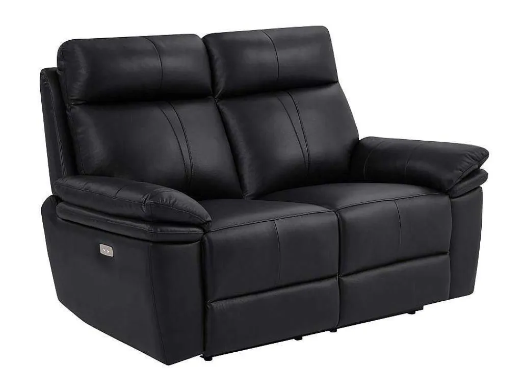 Elektrische Relax-Tweezitsbank Van Zwart Leer Mesola-Vente-unique Clearance