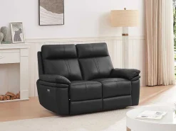 Elektrische Relax-Tweezitsbank Van Zwart Leer Mesola-Vente-unique Clearance