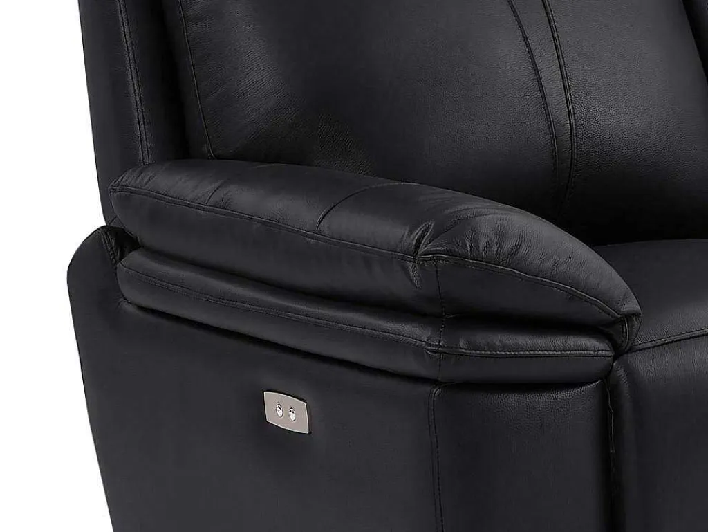 Elektrische Relax-Tweezitsbank Van Zwart Leer Mesola-Vente-unique Clearance