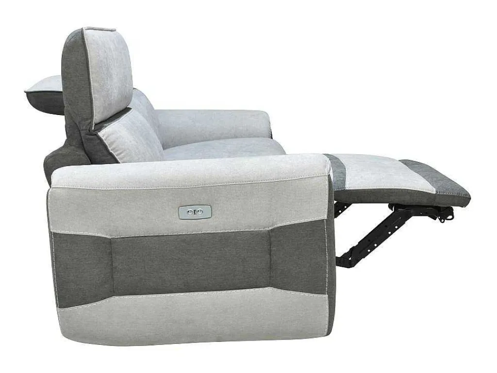 Elektrische Relaxzitbank Met 3 Plaatsen In Lichtgrijze Stof Orietto-Vente-unique Best