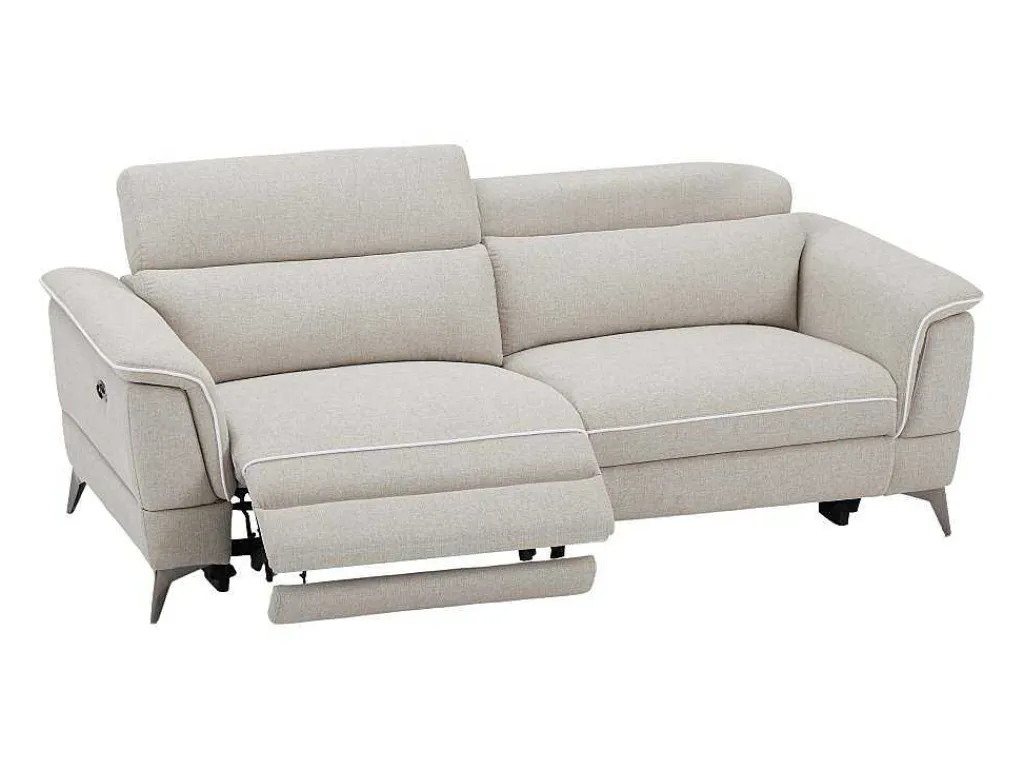 Elektrische Relax-Zitbank Met 3 Plaatsen In Beige Stof Macari-Vente-unique Outlet