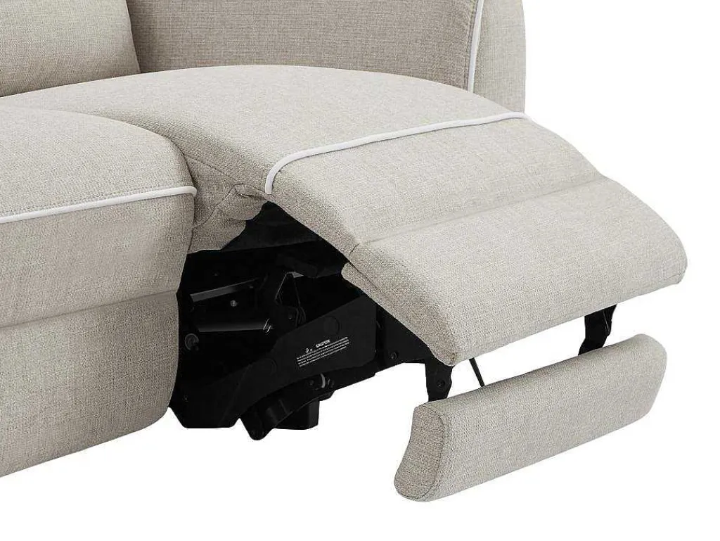 Elektrische Relax-Zitbank Met 3 Plaatsen In Beige Stof Macari-Vente-unique Outlet