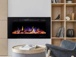 Elektrische Sfeerhaard Calbuco - L101,6 X D14 X H54,4 Cm - Zwart-FLAMATECH