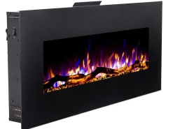 Elektrische Sfeerhaard Lalita - L110 X D14 X H49 Cm - Zwart-FLAMATECH Online