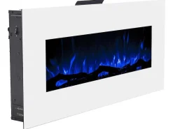 Elektrische Sfeerhaard Lalita - L110 X D14 X H49 Cm - Wit-FLAMATECH Discount