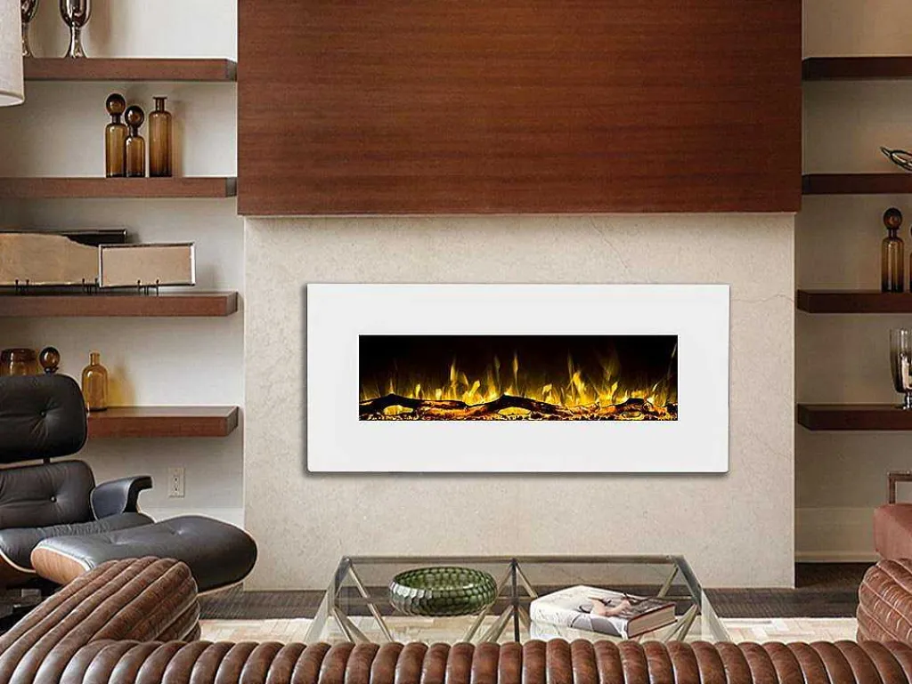 Elektrische Sfeerhaard Lalita - L110 X D14 X H49 Cm - Wit-FLAMATECH Discount