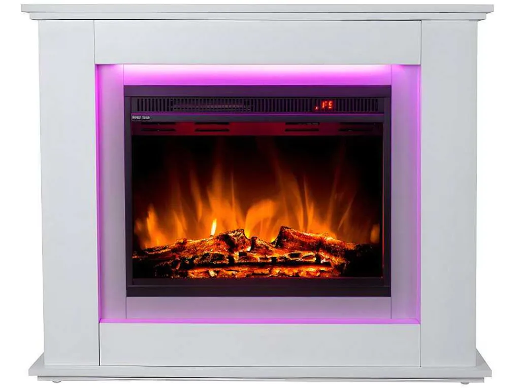 Elektrische Sfeerhaard Nevado - Met Schoorsteenmantel - Leds - L100 X D27,5 X H82,5 Cm - Wit-FLAMATECH Discount