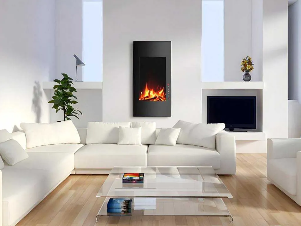 Elektrische Sfeerhaard Vulcano - L41 X D13 X H81 Cm - Zwart-FLAMATECH Discount