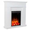Elektrische Staande Sfeerhaard Vesuvia - Met Schoorsteenmantel - L98 X D24 X H102,5 Cm - Wit-FLAMATECH Hot
