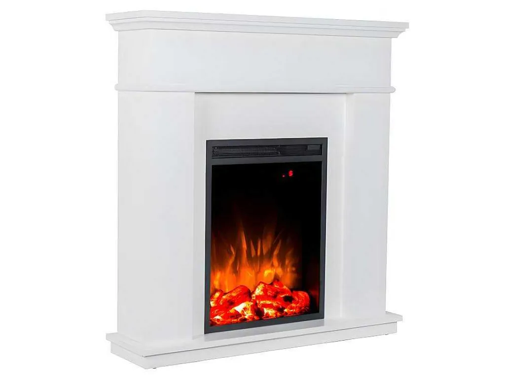 Elektrische Staande Sfeerhaard Vesuvia - Met Schoorsteenmantel - L98 X D24 X H102,5 Cm - Wit-FLAMATECH Hot
