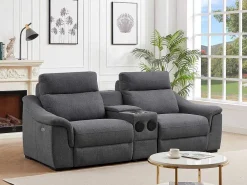 Elektrische Tweezits-Relaxzitsbank Van Grijze Stof Vereto-Vente-unique Discount
